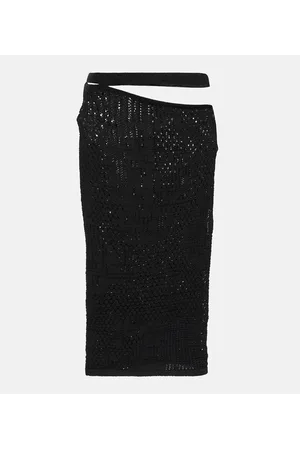 Roberta Einer Cutout cotton knit midi skirt