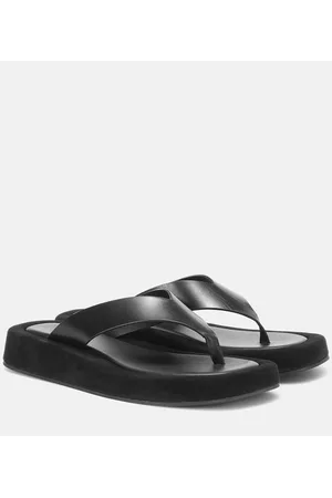 The Row Ginza leather and suede sandals