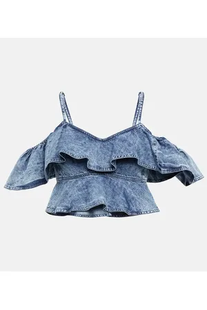 Marant Etoile Voloteo ruffled chambray crop top
