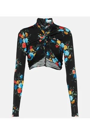 Paco rabanne Floral jersey crop top