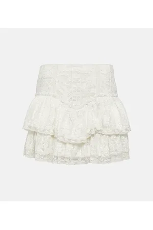 LOVESHACKFANCY Antila tiered lace miniskirt