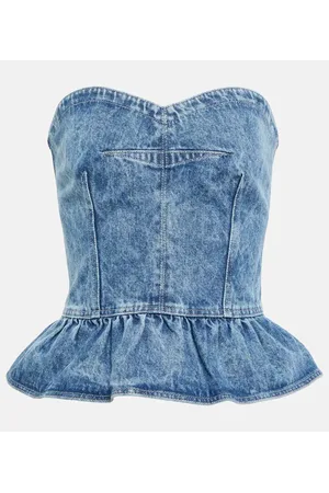 Marant Etoile Solizinia ruffle-trimmed denim top