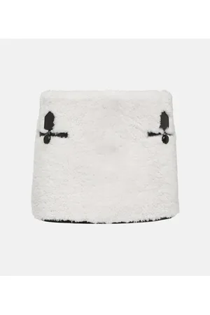 Blancha Leather-trimmed shearling miniskirt