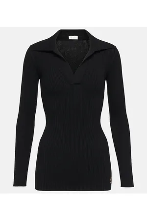 Saint Laurent Ribbed-knit polo sweater