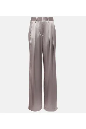 Staud Luisa pleated high-rise satin pants