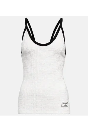 Balmain Monogram cotton-blend tank top