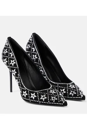 Balmain Ruby crystal-embellished suede pumps