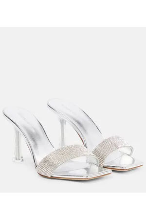 MAGDA BUTRYM Embellished leather-trimmed PVC mules
