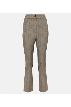 VERONICA BEARD Checked high-rise slim pants