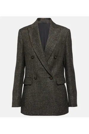 Brunello Cucinelli Double-breasted virgin wool-blend blazer