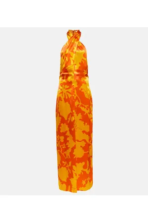 SIR Printed silk maxi dress