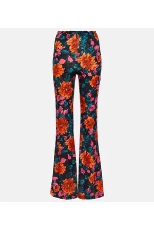 ROTATE Floral velvet flared pants