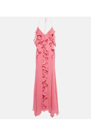 BLUMARINE Ruffle cotton and silk maxi dress