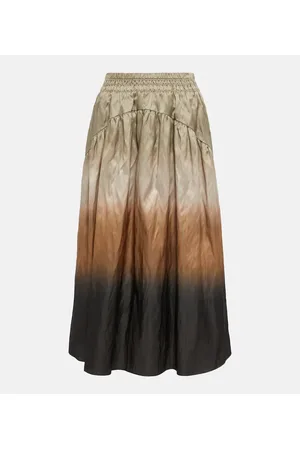 Vince Printed high-rise satin skirt