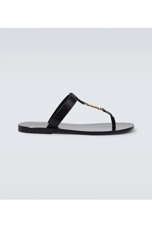 Saint Laurent Cassandre leather thong sandals