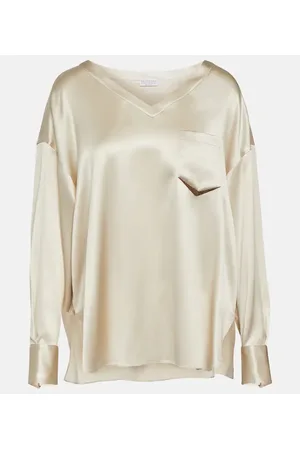 Brunello Cucinelli Silk-blend satin top