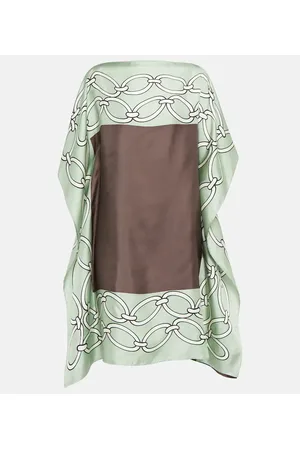 VALENTINO Chain-print silk kaftan dress