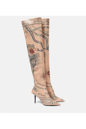 Jimmy Choo X Jean Paul Gaultier Tattoo leather over-the-knee boots
