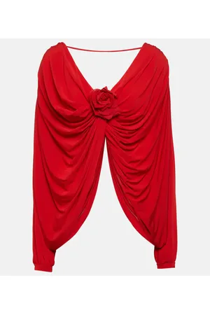 GIUSEPPE DI MORABITO Floral-appliquÃ© draped jersey top