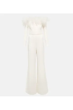 Safiyaa Feather-trimmed jumpsuit