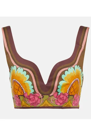 La DoubleJ Baia printed cotton-blend crop top