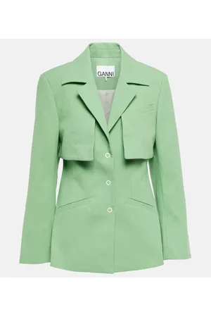 Ganni Single-breasted cotton canvas blazer