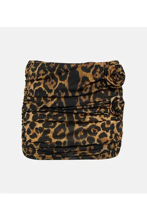BLUMARINE Floral-appliquÃ© leopard-print miniskirt