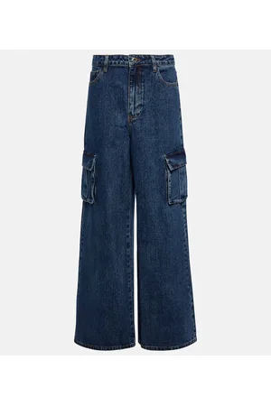 Self-Portrait Mid-rise wide-leg denim cargo pants