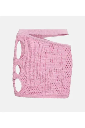 Roberta Einer Distressed cutout cotton-blend miniskirt