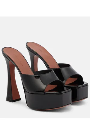 Amina Muaddi Dalida patent leather platform mules