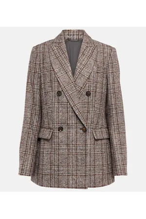 Brunello Cucinelli Double-breasted wool-blend blazer