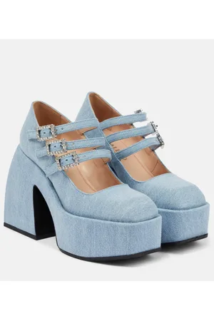 NODALETO Bulla Marietta denim platform pumps