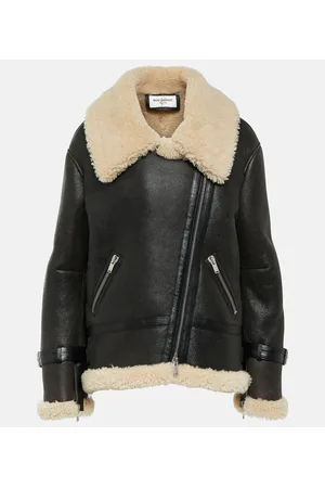 Saint Laurent Shearling-trimmed leather jacket