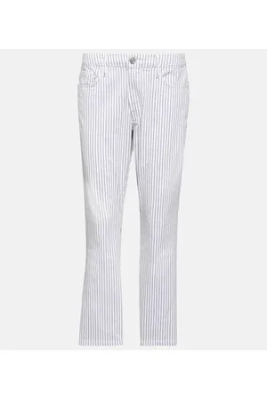 Frame Le Crop Mini striped mid-rise bootcut jeans