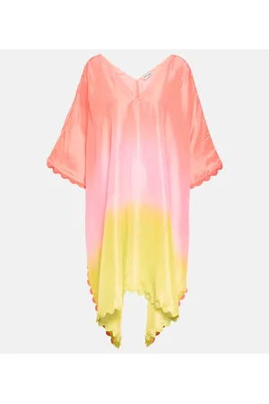 Juliet Dunn OmbrÃ© scalloped silk kaftan
