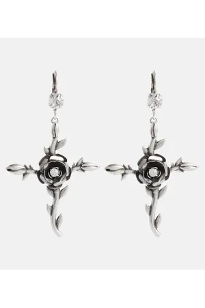 BLUMARINE Rose embellished drop earrings