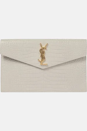 Saint Laurent Uptown croc-effect leather clutch
