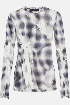 Y / PROJECT Checked sheer devorÃ© top