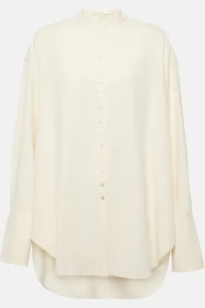 The Row Grandad oversized silk shirt
