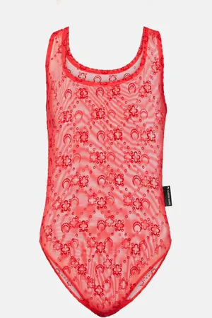 Marine Serre Moonogram embroidered mesh bodysuit