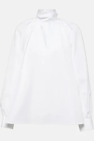 CO Scarf-detail tton poplin blouse