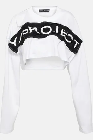Y / PROJECT Logo cotton jersey crop top