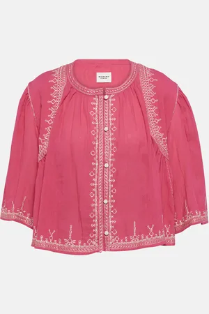 Marant Etoile Perkins embroidered cotton crop top