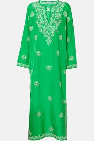 Juliet Dunn Embroidered silk kaftan