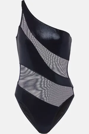 Norma Kamali Snake paneled one-shoulder swimsuit