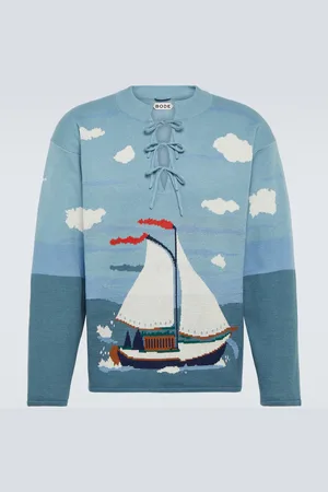 BODE Pinafore bow-detail cotton jacquard sweater