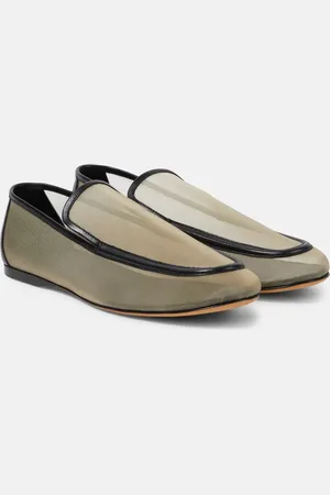 Khaite Alessia leather-trimmed mesh loafers