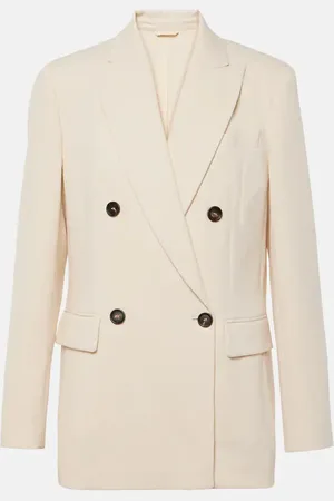Brunello Cucinelli Double-breasted cotton and wool-blend blazer