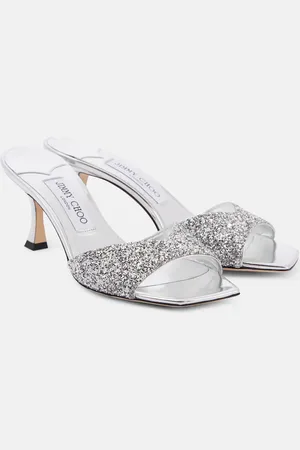 Jimmy Choo Skye 70 embellished mirrored leather mules