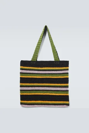 BODE Harbor Stripe crochet cotton tote bag